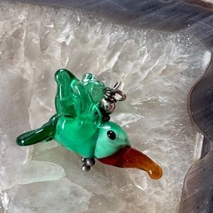 Glass Hummingbird Bird Toy - Green and Orange